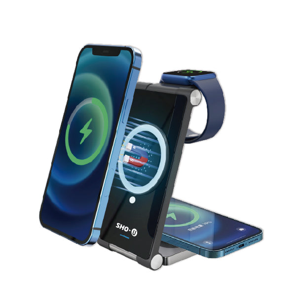 【SHO-W33】3 in 1 Dual 15W Magsafe Wireless Charger